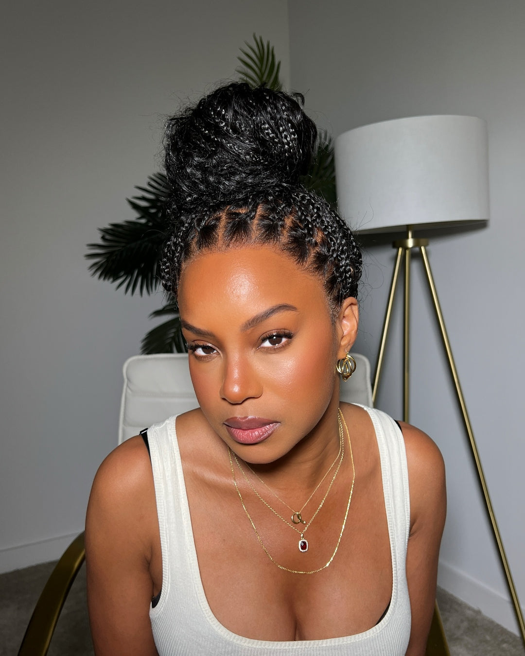 Light Weight Invisi Strap Full Lace Knotless Boho Curls Braided Wig Super Natural Scalp