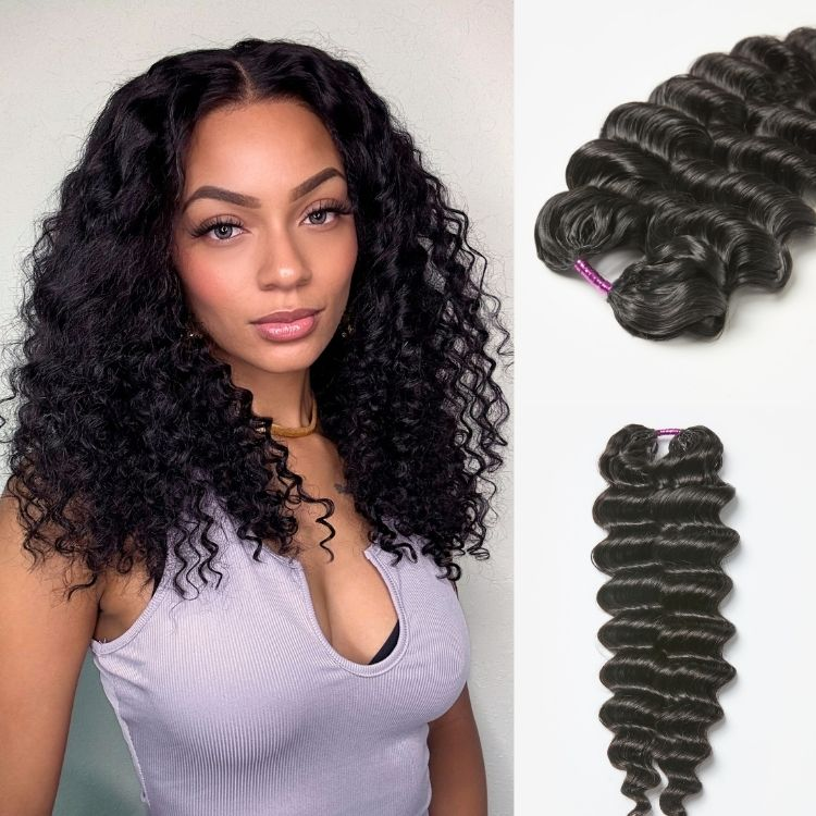 Pre-Separated Feather Human Crochet Hair Deep Wave
