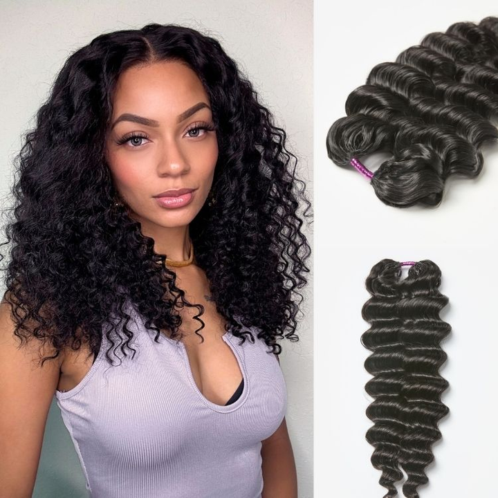 Pre-Separated Feather Human Crochet Hair Deep Wave