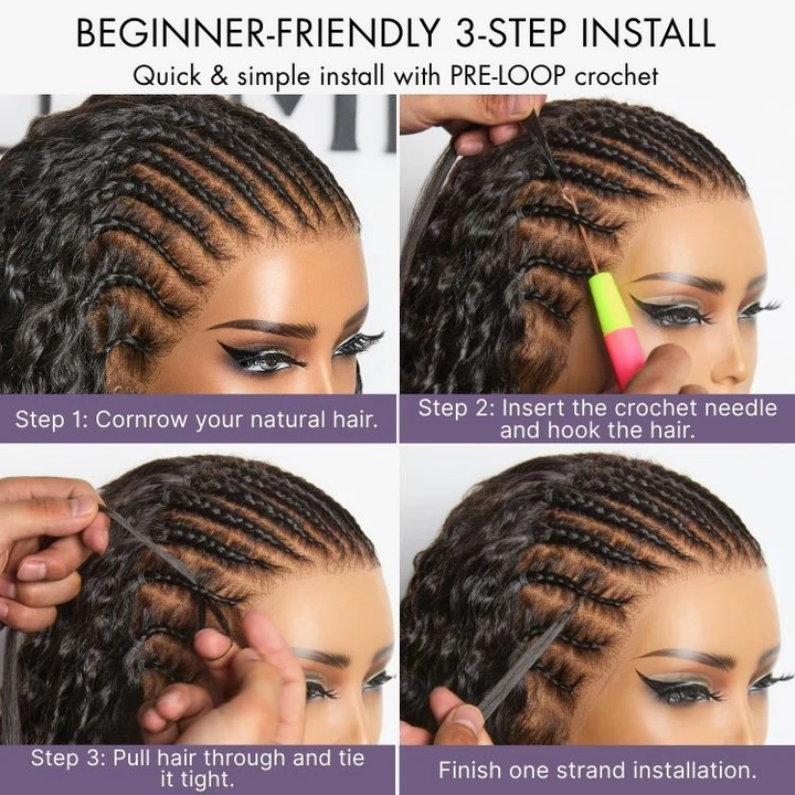 Pre-Separated Feather Human Crochet Hair Deep Wave